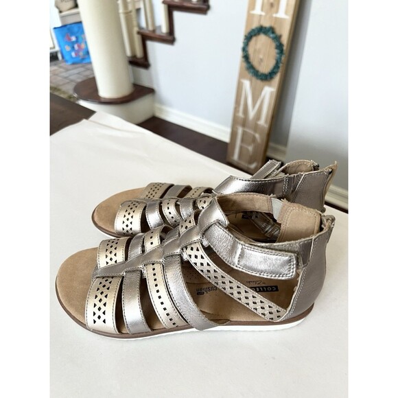 Clarks Kele Lotus Sandals Metallic Gladiator Cage Strappy Women's 7 Perforated - Picture 2 of 6